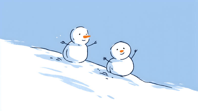 雪地里的兩個(gè)雪人-圖片