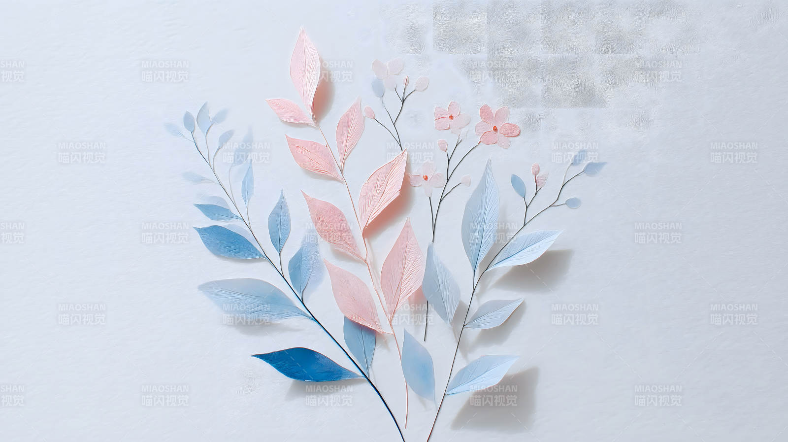 唯美手繪花卉枝葉裝飾-圖片