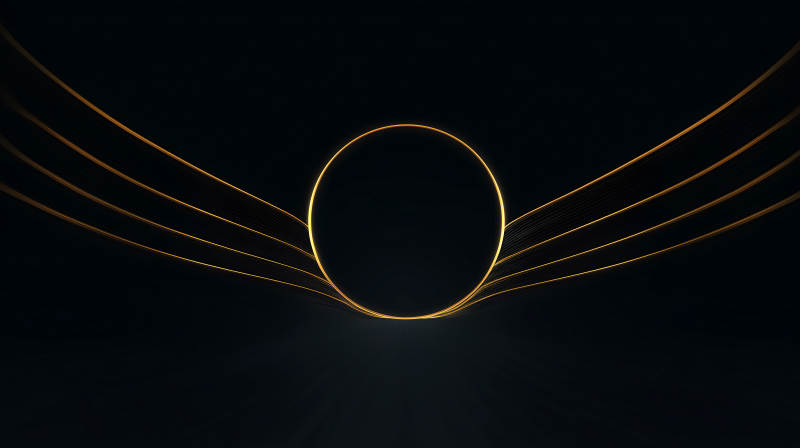 金色光暈中的黑色橢圓-圖片