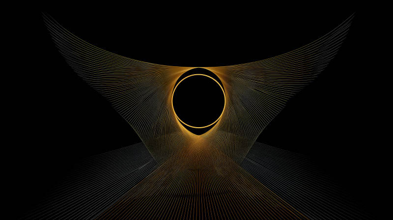 金色線條構(gòu)建的抽象幾何圖案-圖片