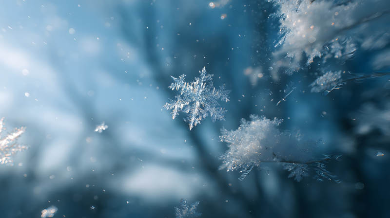 晶瑩剔透的雪花特寫鏡頭展現(xiàn)冬日之美-圖片