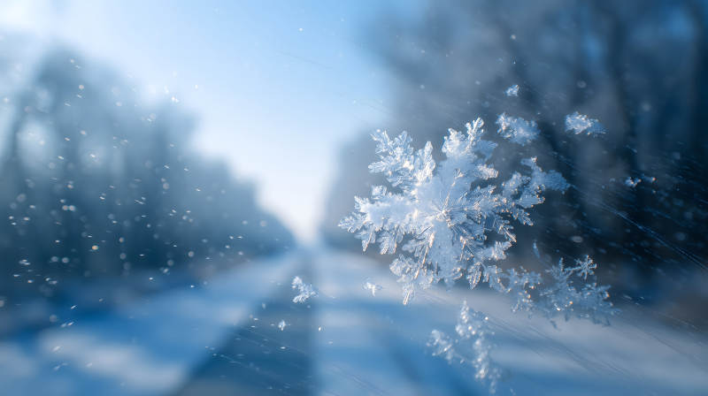 雪花特寫晶瑩剔透天空背景-圖片