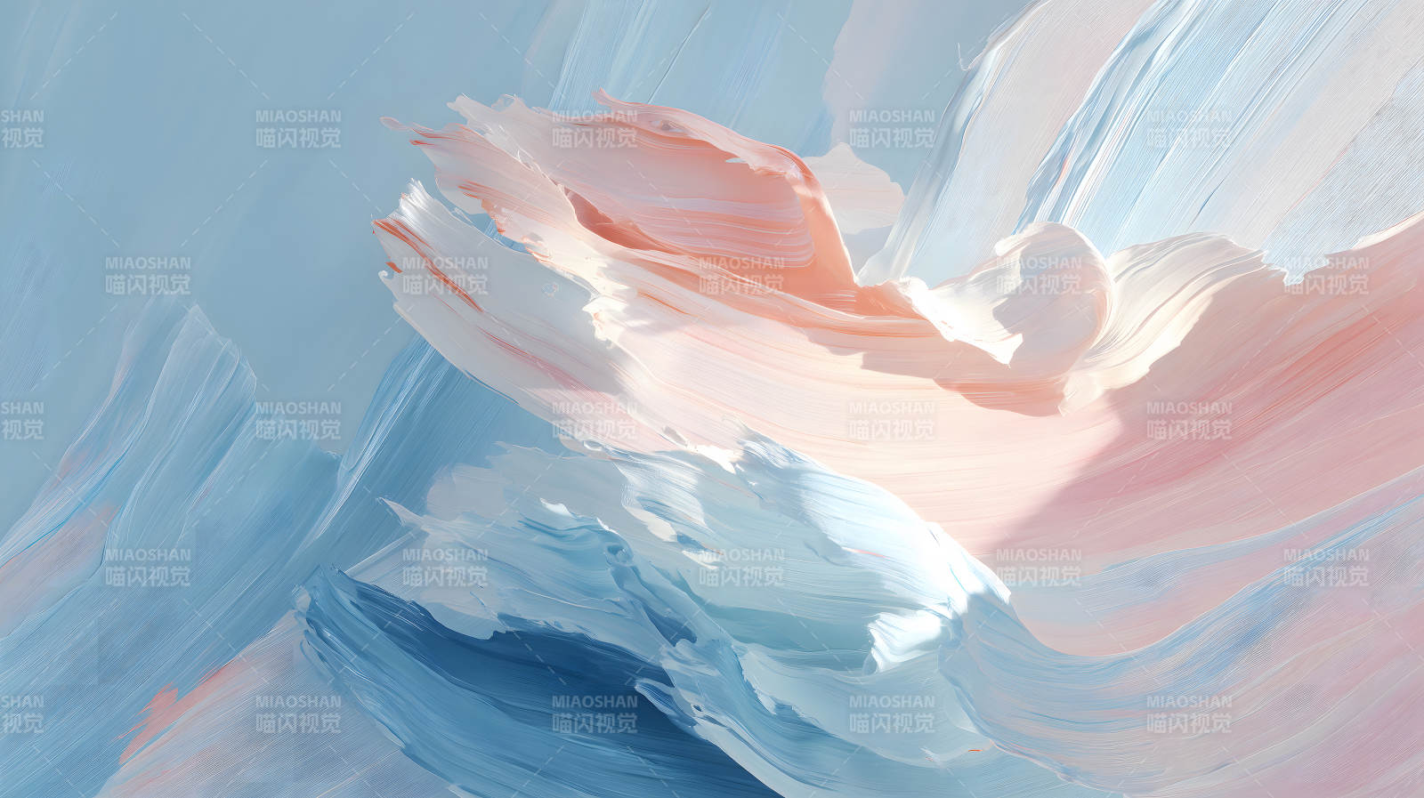 抽象绘画柔和色调流动线条-图片