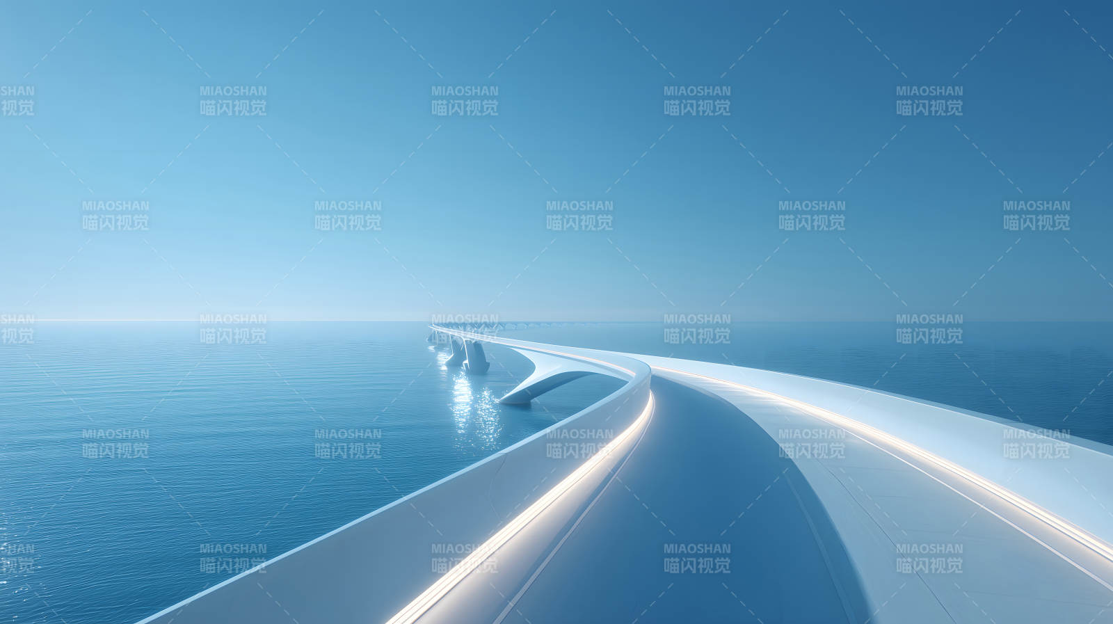 海上橋梁通向遠(yuǎn)方天空-圖片