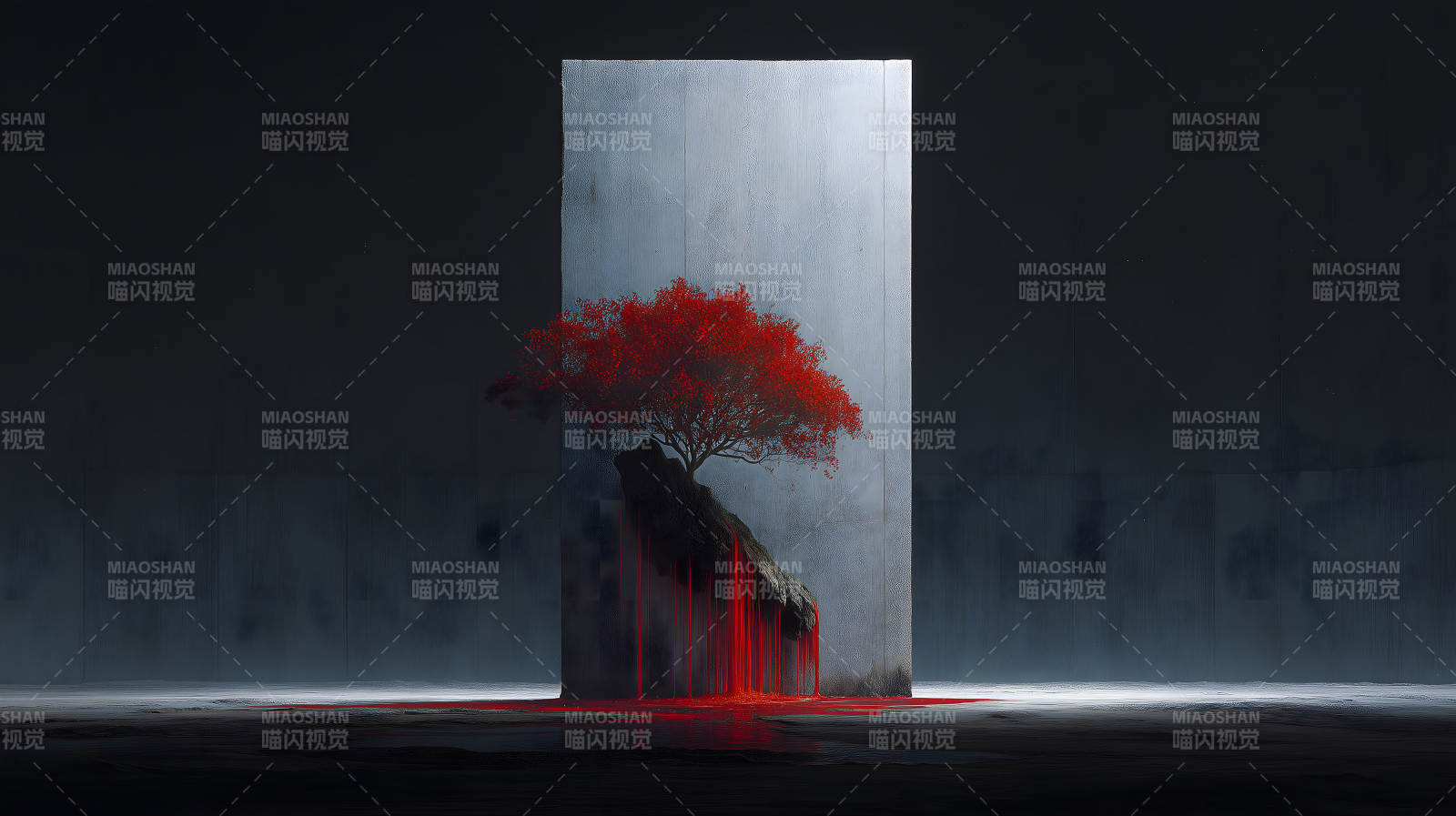 红树生岩石墙背景环境压抑-图片