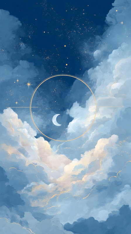 夢幻云海星月夜空唯美-圖片