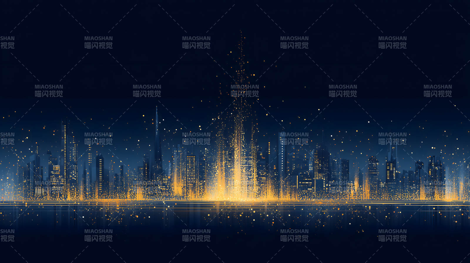 夜幕下的城市光輝璀璨景象-圖片