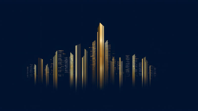 金色城市剪影夜景-圖片