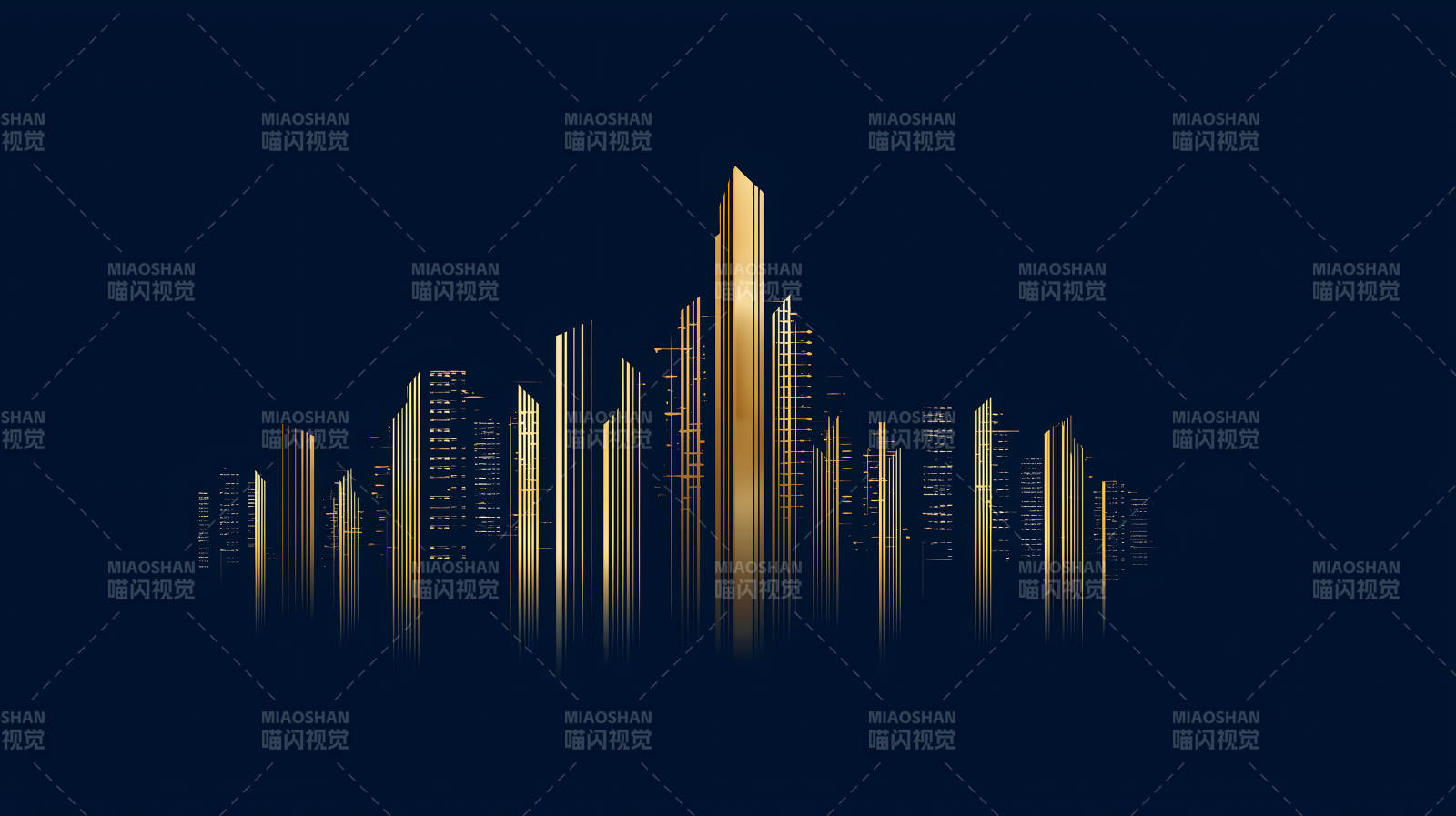 金色城市剪影夜景-圖片