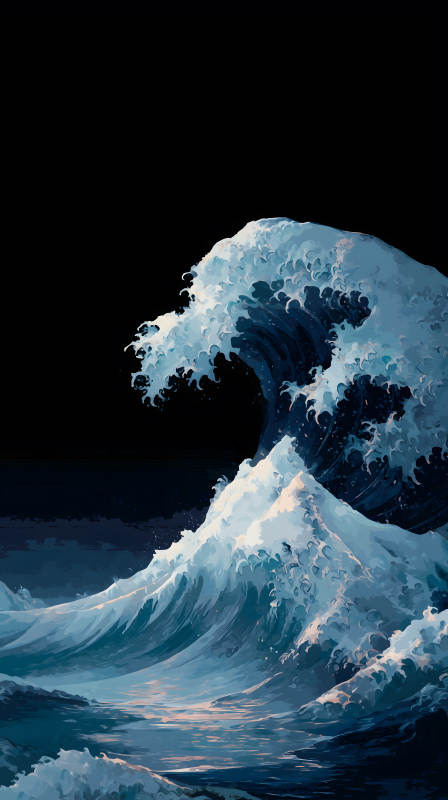 巨浪翻涌的藝術繪圖-圖片