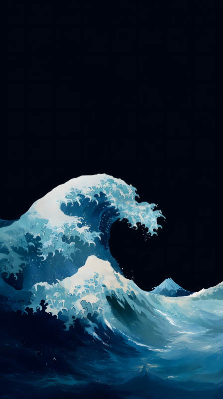 海浪翻滾洶涌澎湃的藍色波濤-圖片