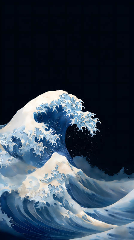 巨浪滔天藝術畫作-圖片