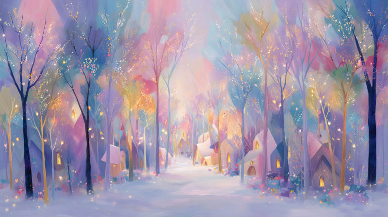 夢幻森林小屋色彩斑斕的童話世界-圖片