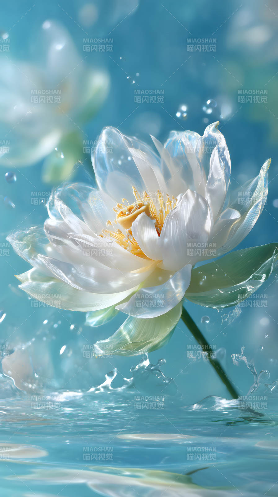 水中的莲花盛开绽放纯洁美丽-图片