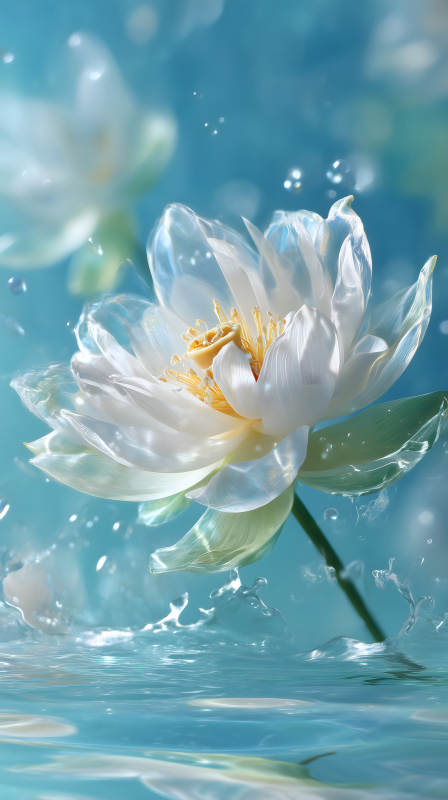 水中的蓮花盛開綻放純潔美麗-圖片