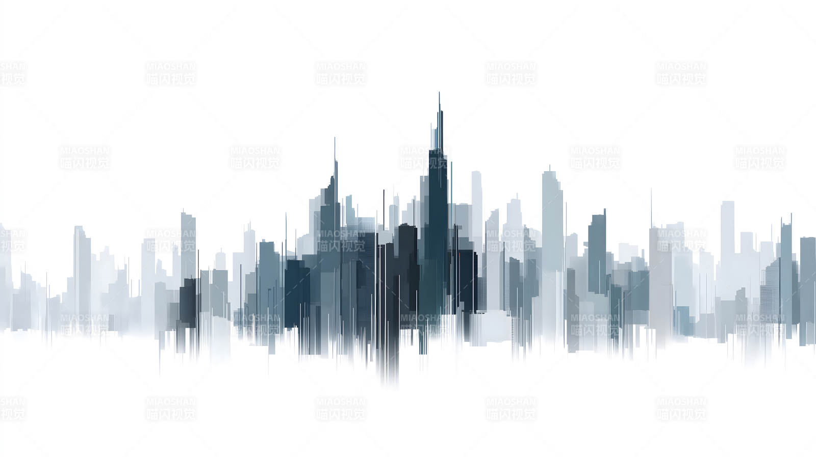抽象城市天際線剪影-圖片