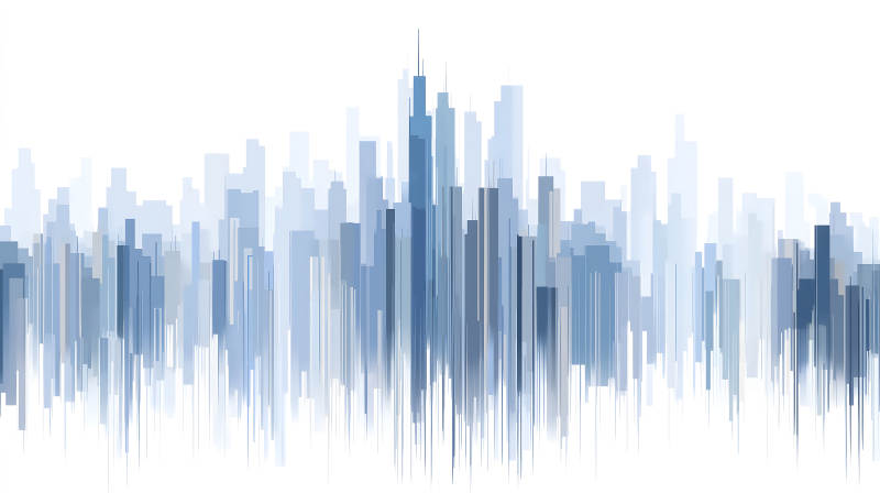 抽象藍調城市天際線景象-圖片