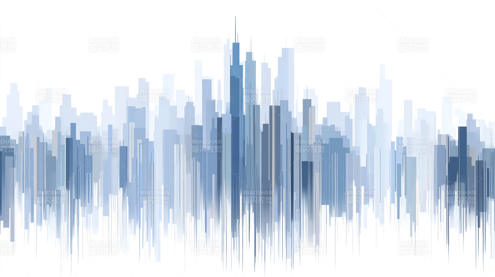 抽象藍(lán)調(diào)城市天際線景象-圖片