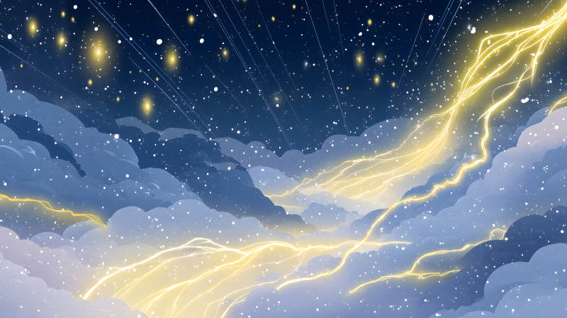 星空閃電云彩夢幻景象-圖片