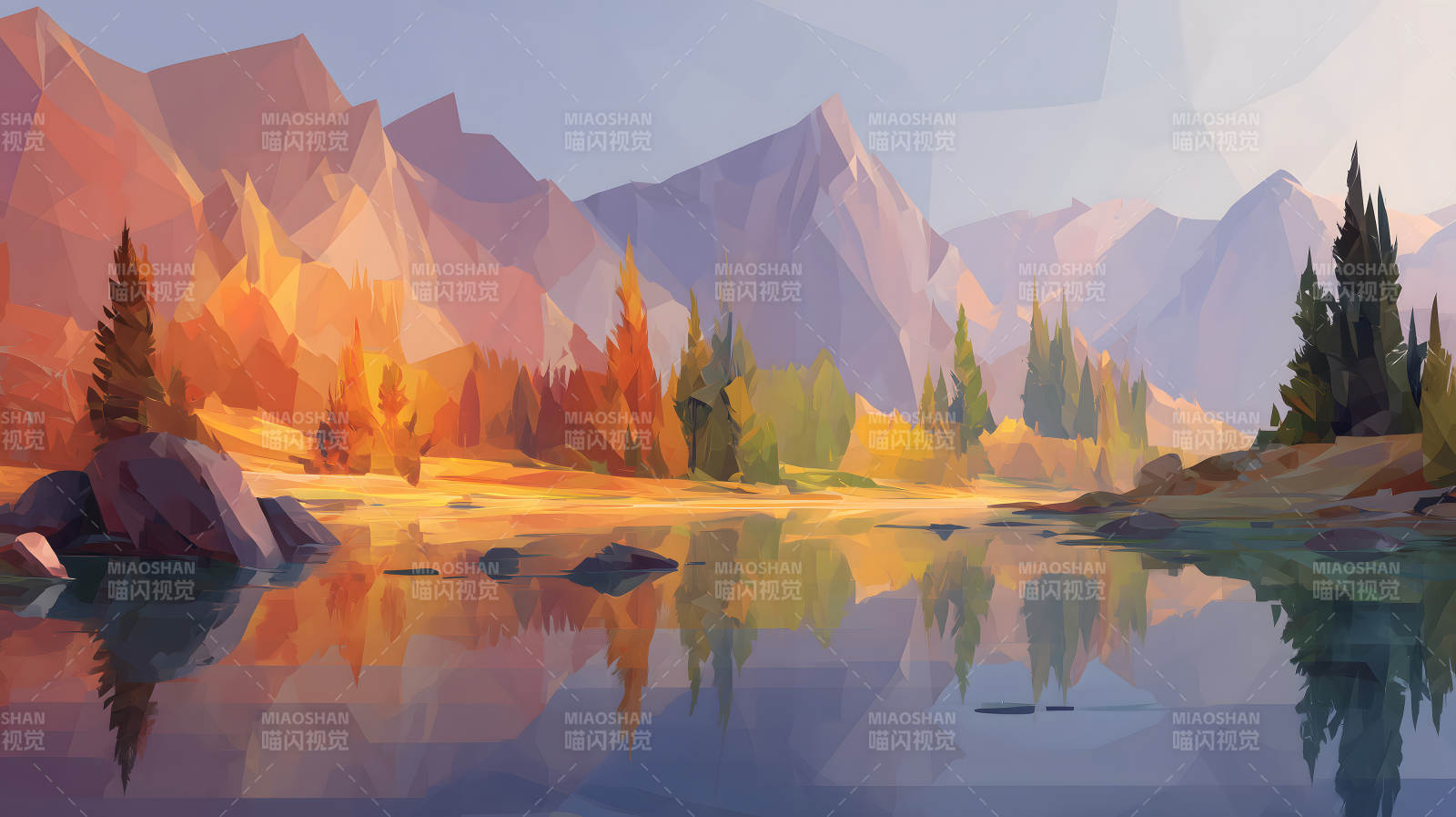 山川湖泊秋色美景-圖片