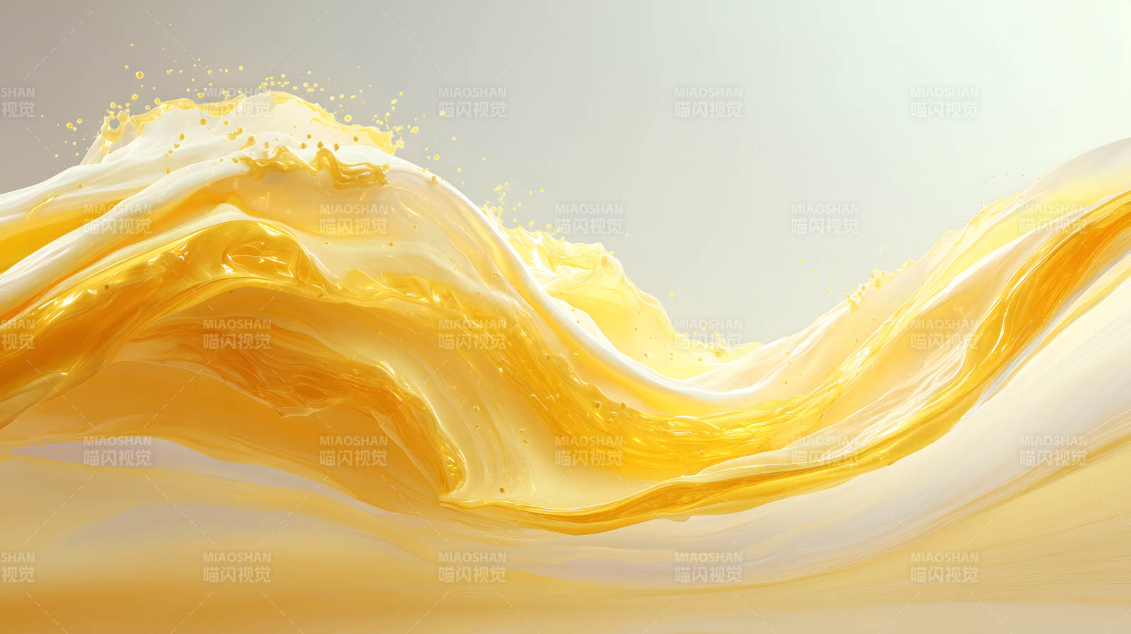 液体飞溅金色流动抽象画-图片
