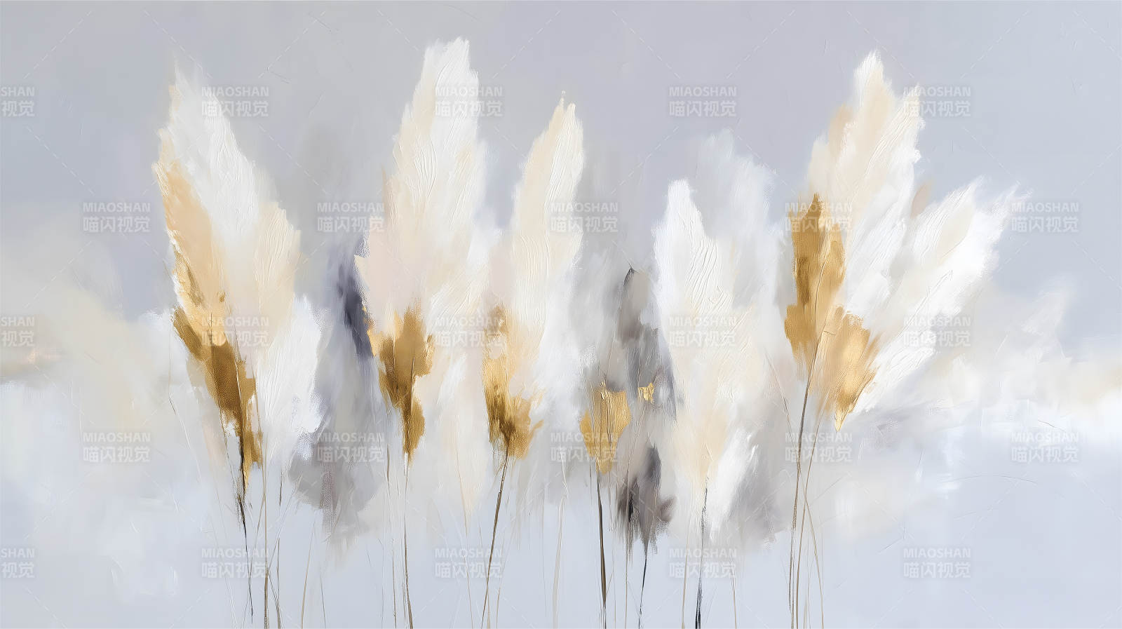 抽象金色芦苇画-图片