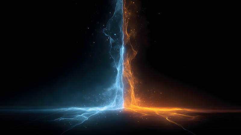 藍色火焰與橙色火焰碰撞-圖片