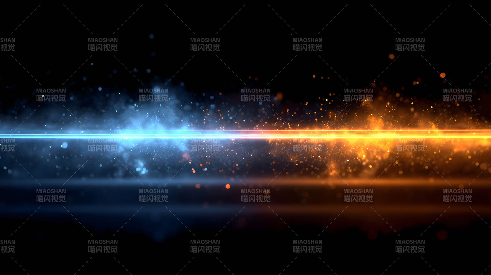 蓝色火焰与黄色光芒对比-图片