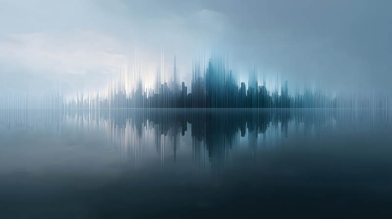 城市音景水面倒影抽象風(fēng)格-圖片