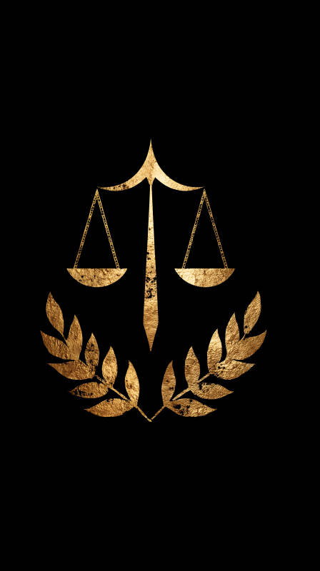 金色正義天平與月桂枝葉-圖片