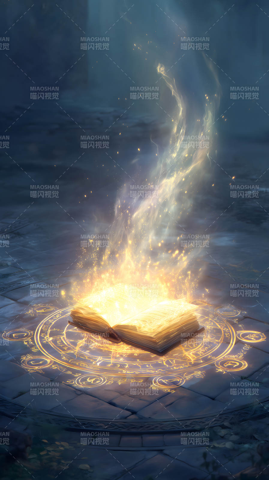 魔法书散发金色光芒-图片