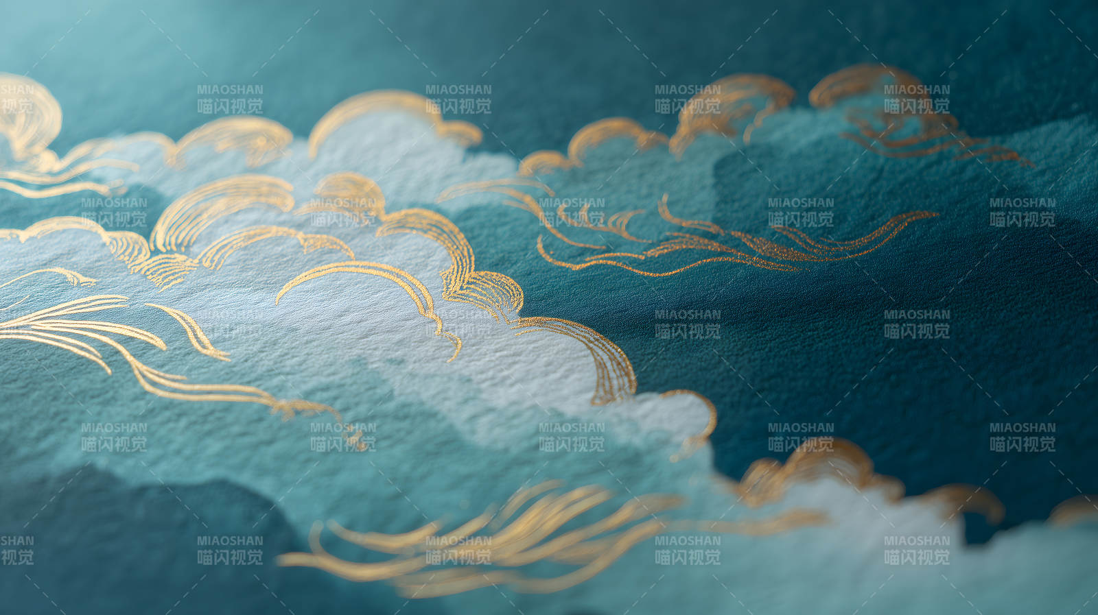金線云彩水墨畫意境悠遠-圖片