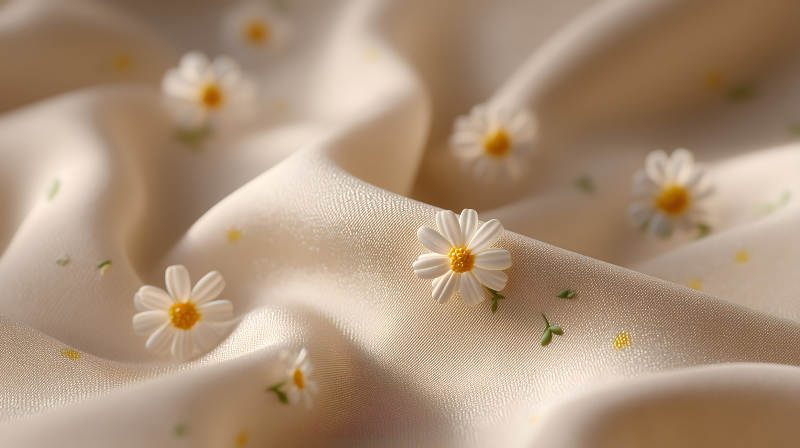 柔軟絲綢上的小雛菊-圖片