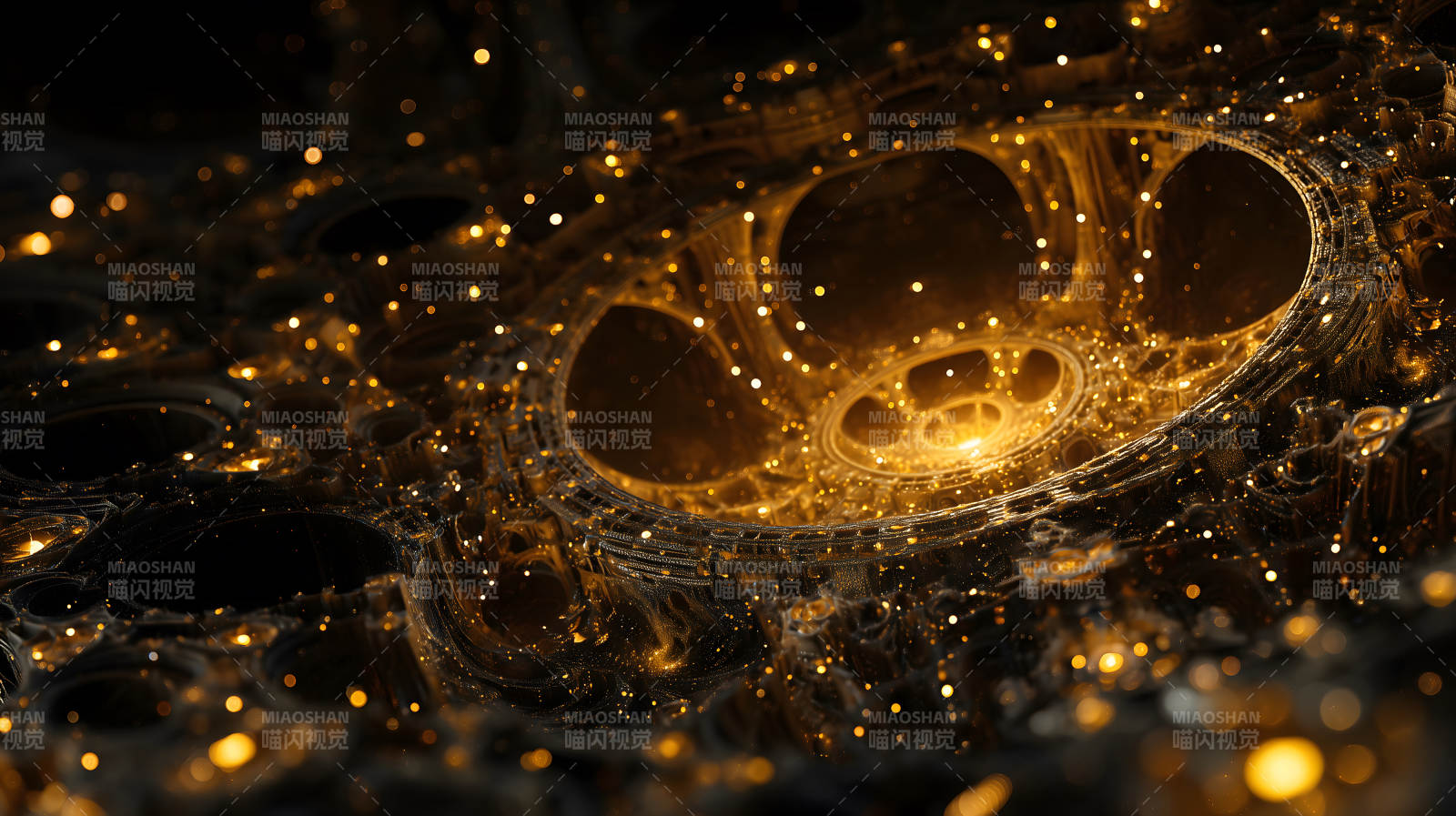 金色結構光點環繞-圖片