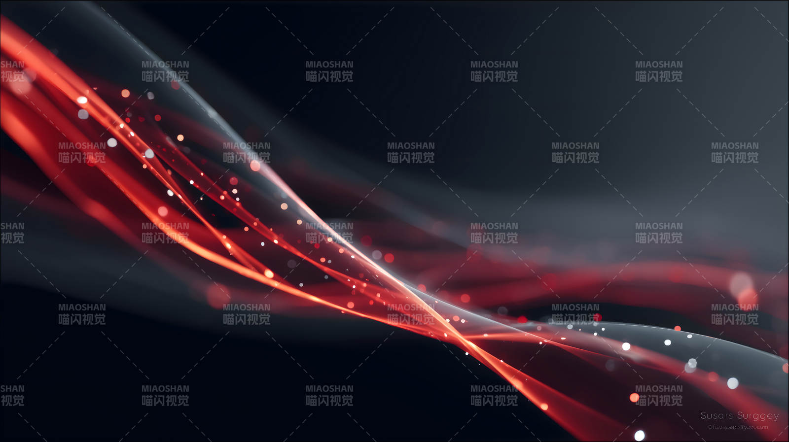 抽象的紅色線條在深色背景中流動-圖片