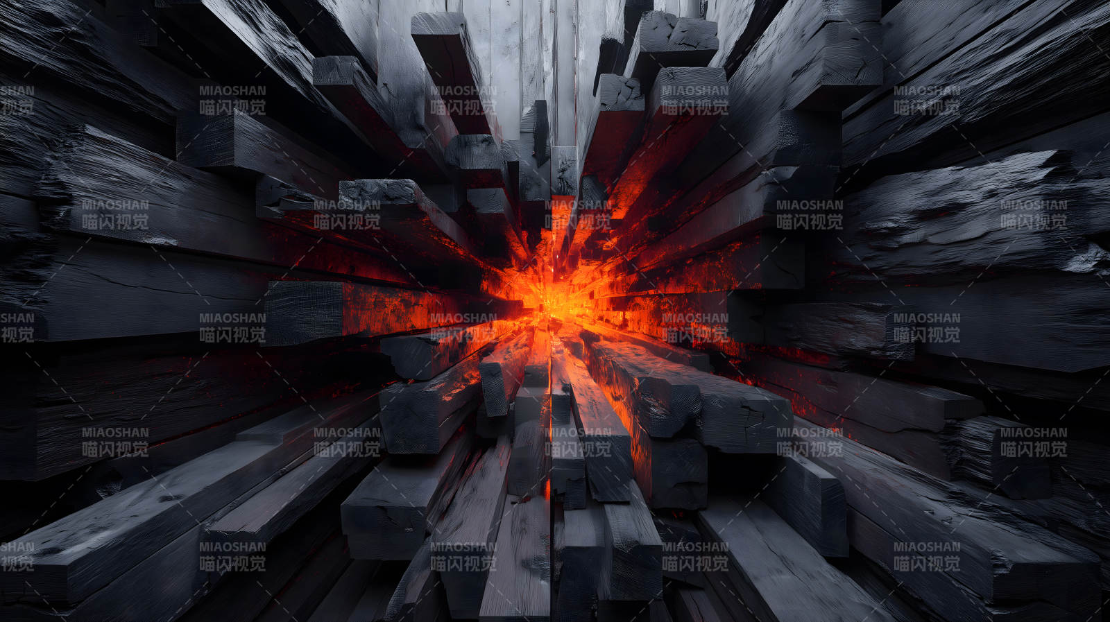 黑木爆發燃燒特效-圖片