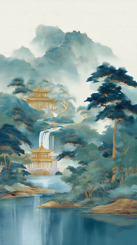 山水之間亭臺樓閣如詩如畫-圖片