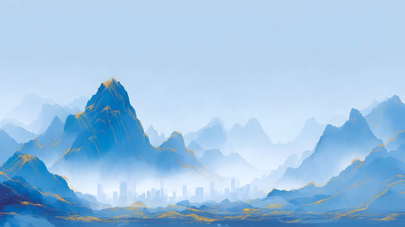 山水城市藍(lán)調(diào)風(fēng)光-圖片