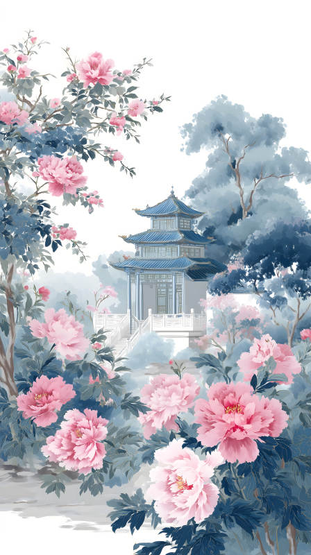 東方庭院花團(tuán)錦簇-圖片