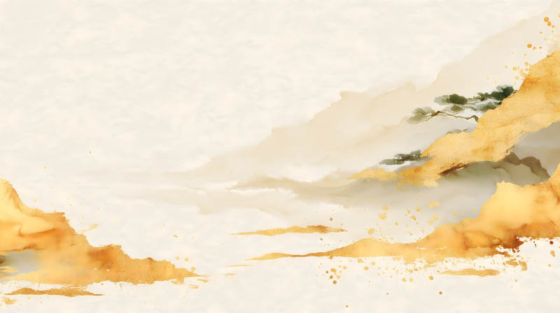 水墨山水畫金箔裝飾-圖片