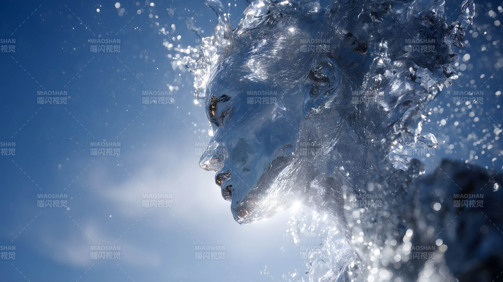 水構成的人像在陽光下-圖片