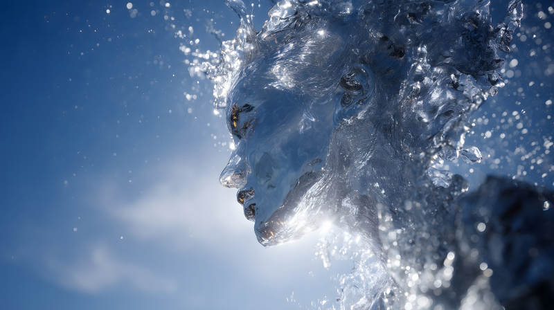 水構成的人像在陽光下-圖片