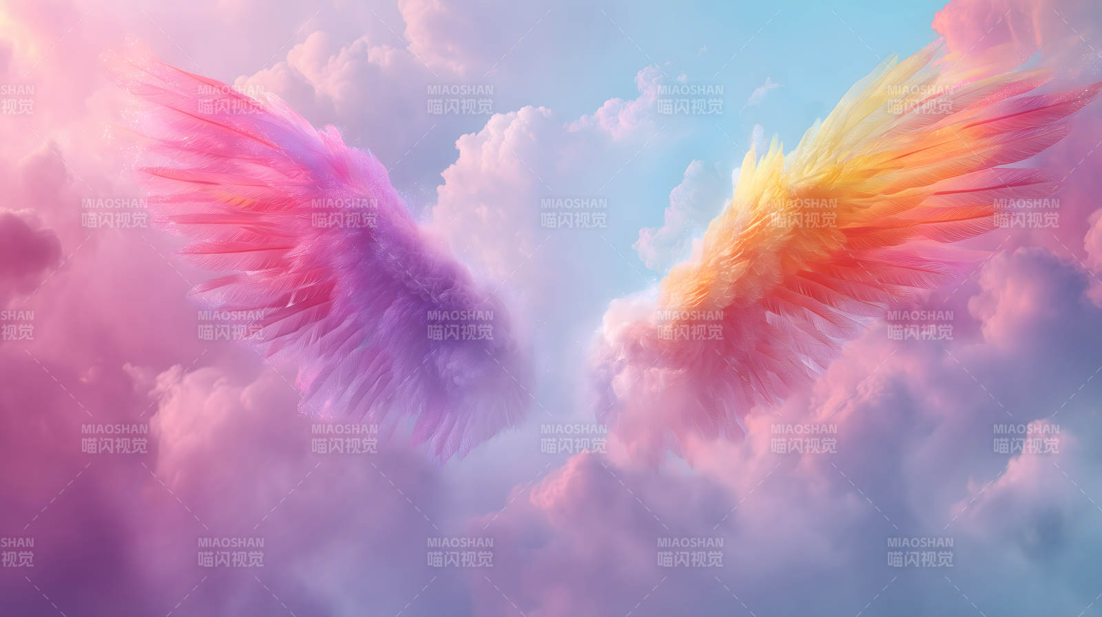 夢幻云彩中的絢麗翅膀-圖片