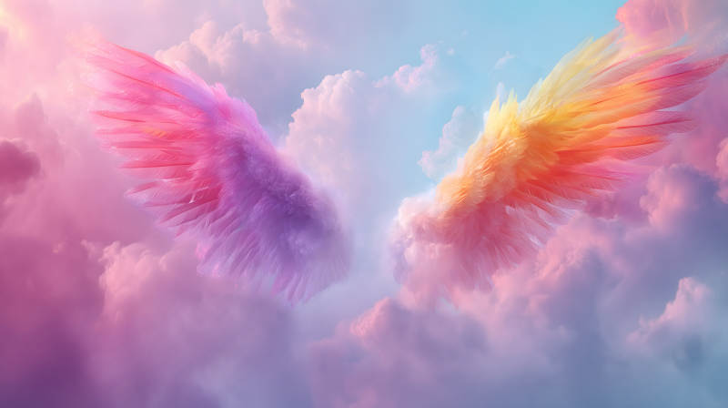 夢幻云彩中的絢麗翅膀-圖片