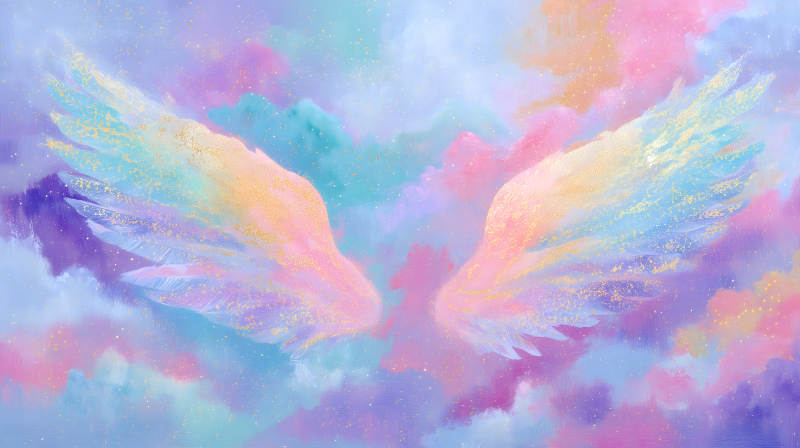 天使翅膀在夢幻天空-圖片