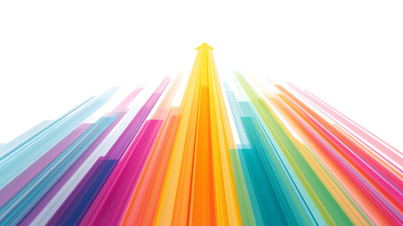 彩色線條向上箭頭-圖片