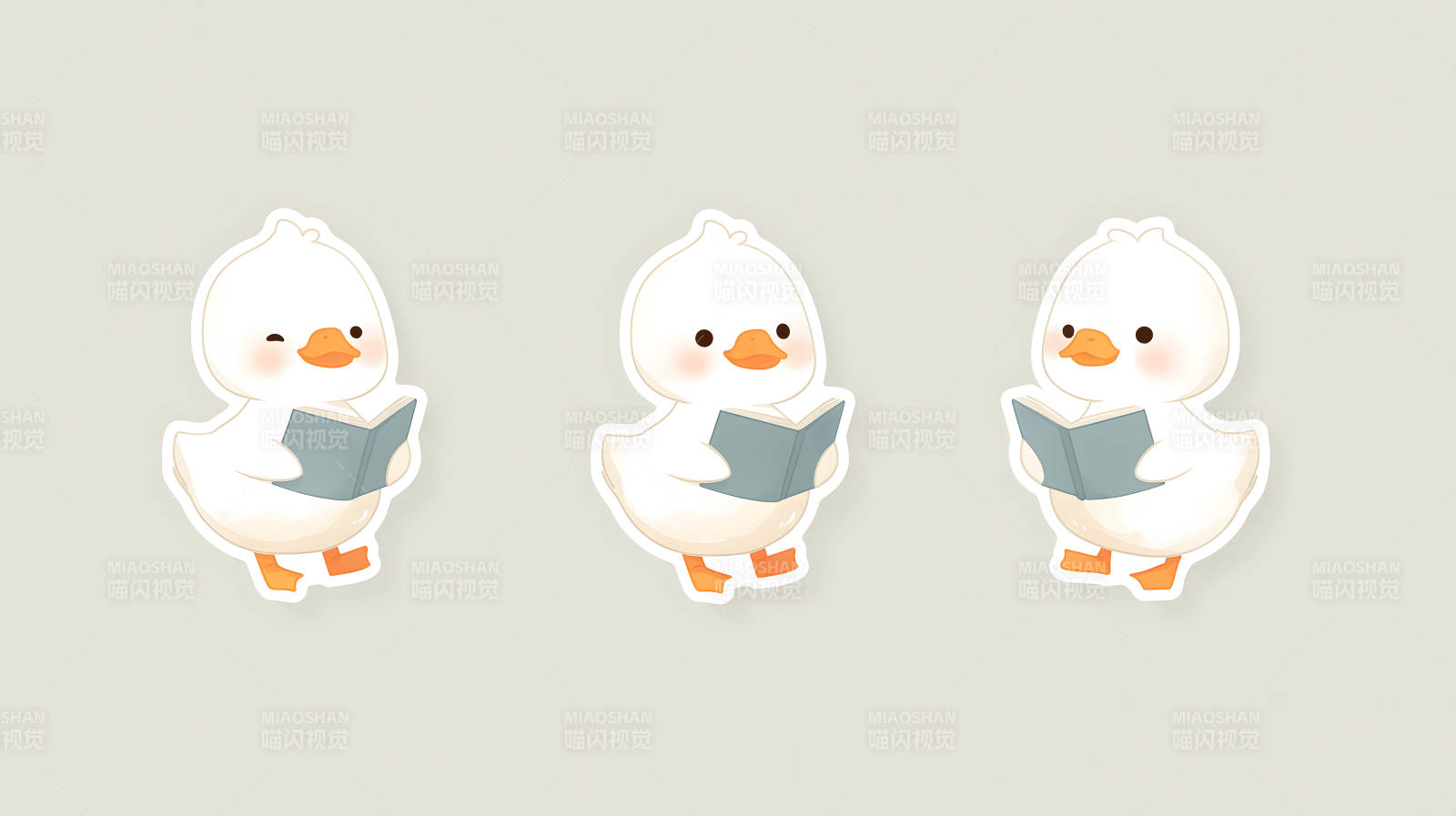 可愛小鴨子讀書-圖片
