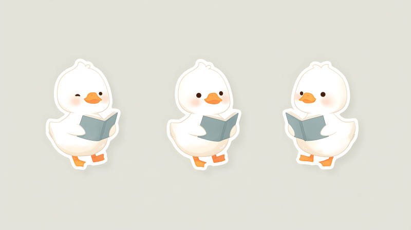 可愛小鴨子讀書-圖片