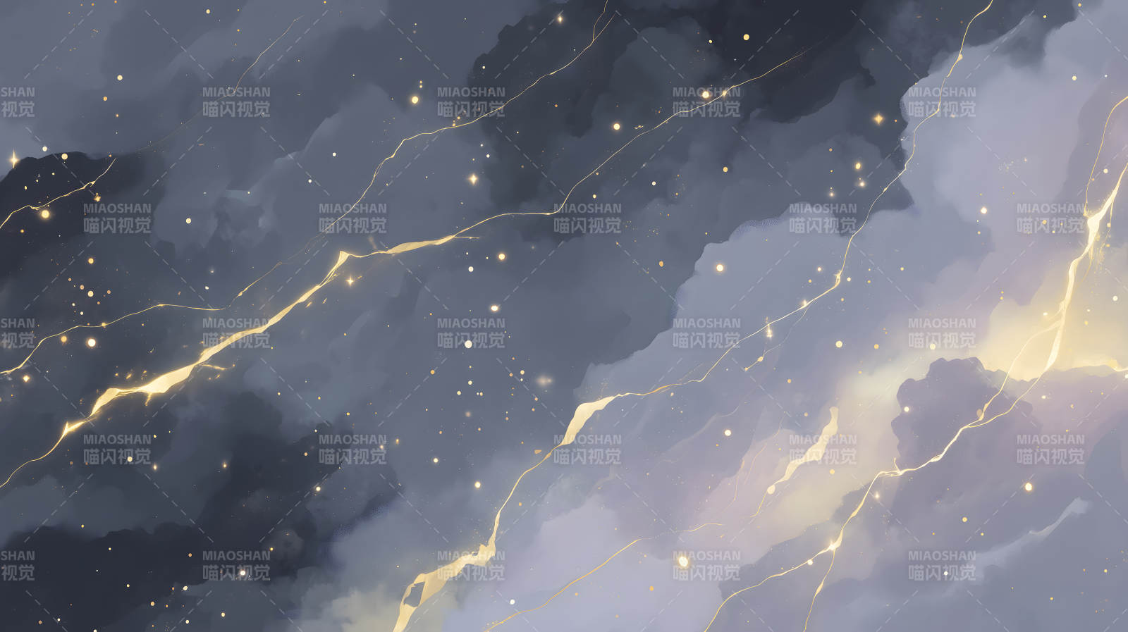 深邃星空金色紋理水彩畫-圖片