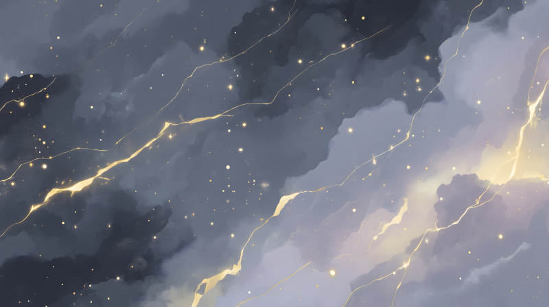 深邃星空金色紋理水彩畫-圖片